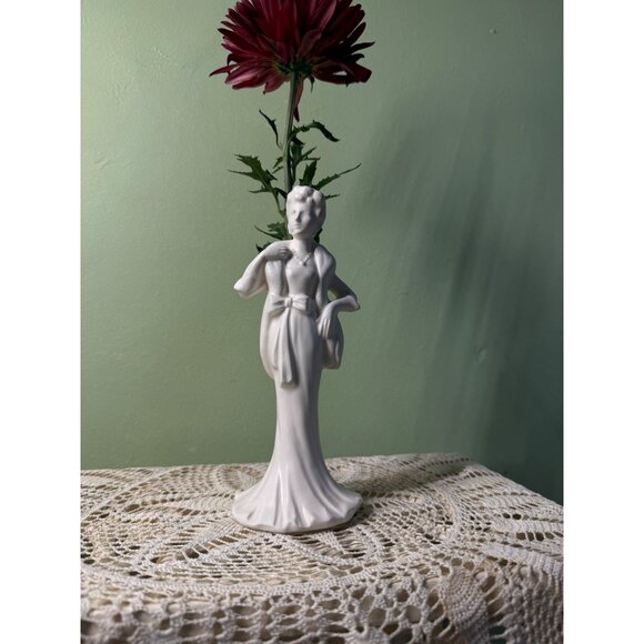 Vintage 50's Glam Lady White Ceramic Bud Vase Ruben Originals - Picture 11 of 16